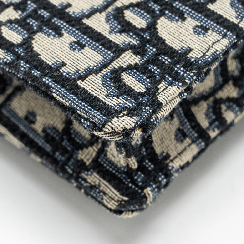 DIOR SADDLE BELT BAG/POUCH BLUE OBLIQUE JACQUARD CANVAS GHW