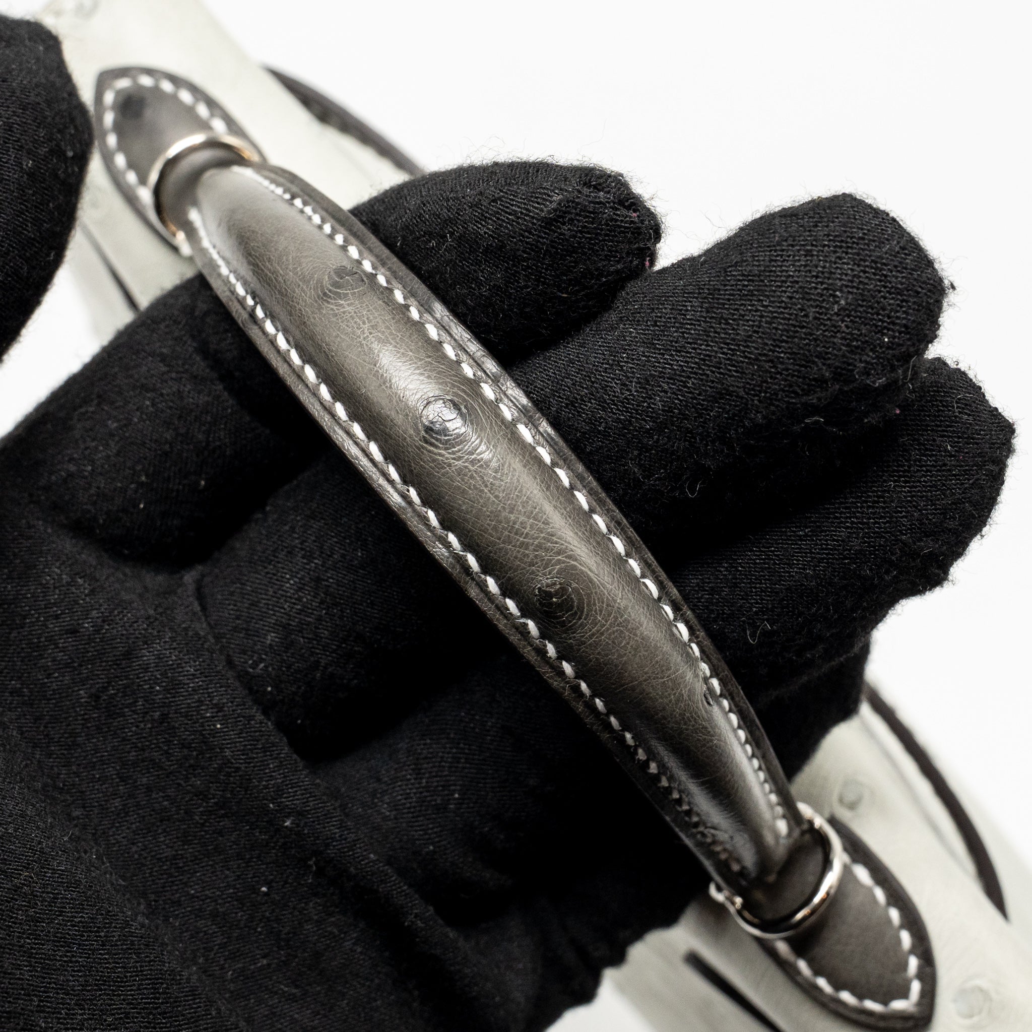 HERMES MINI KELLY II SPECIAL ORDER OSTRICH GRIS PERLE / GRAPHITE SHW