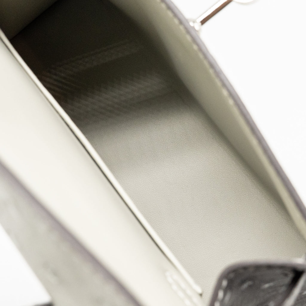 HERMES MINI KELLY II SPECIAL ORDER OSTRICH GRIS PERLE / GRAPHITE SHW