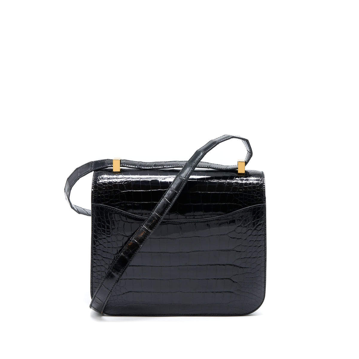 Hermes Constance 24 Shiny Alligator Leather Black GHW