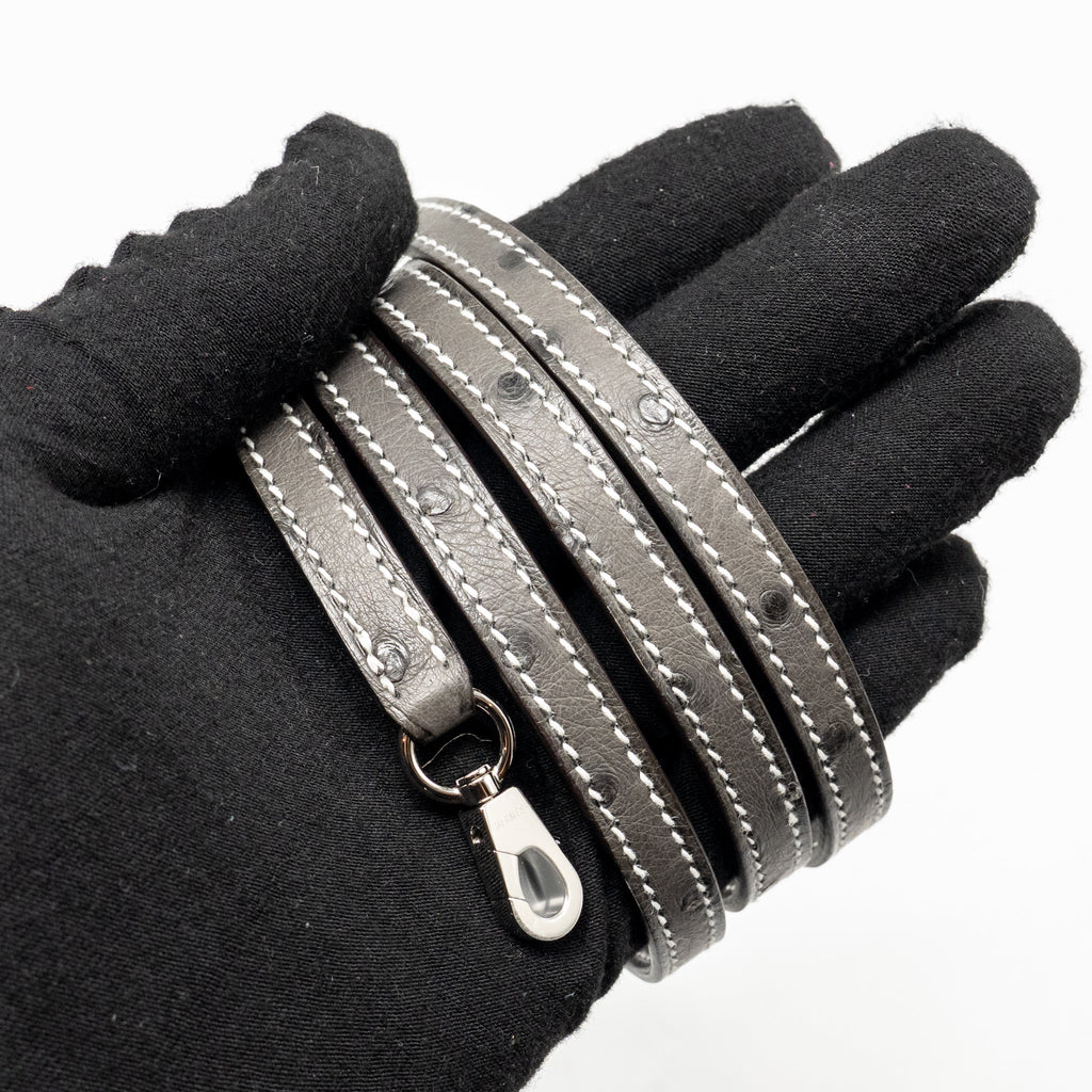 HERMES MINI KELLY II SPECIAL ORDER OSTRICH GRIS PERLE / GRAPHITE SHW