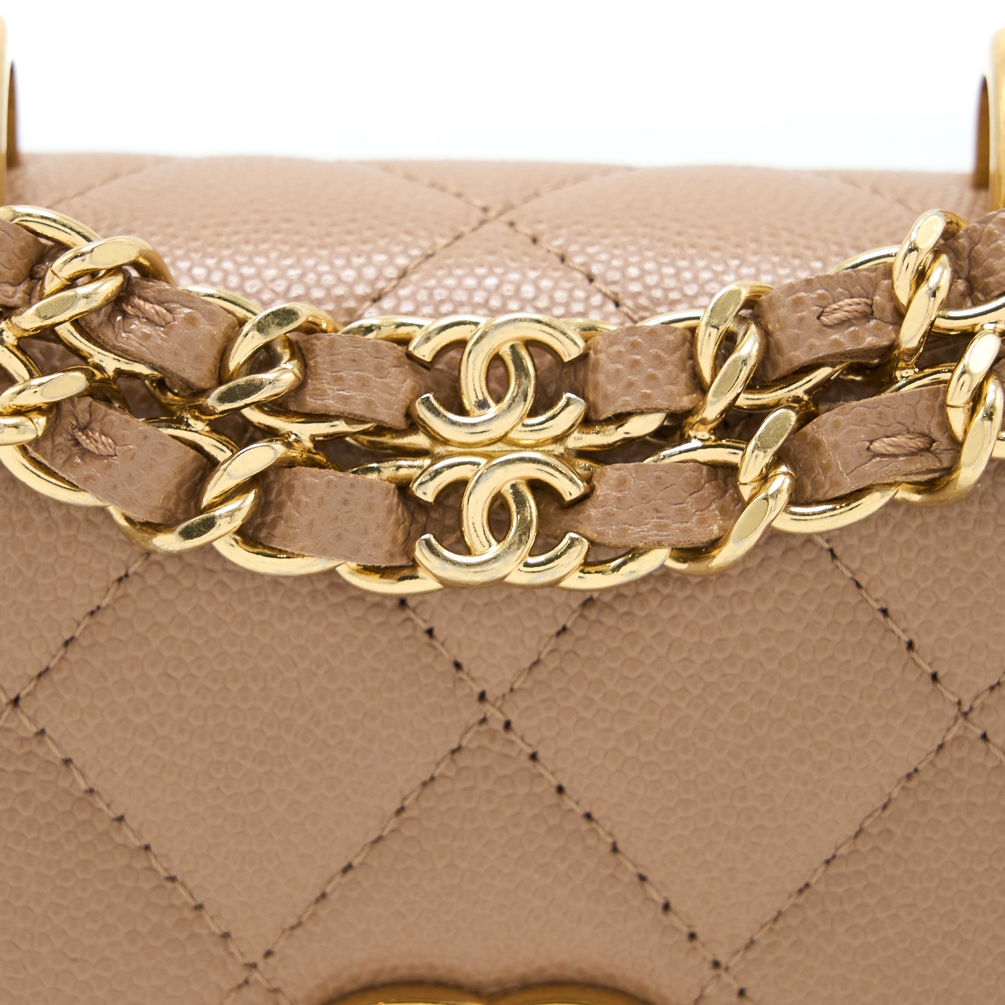 CHANEL MINI FLAP BAG CAVIAR BEIGE GHW (MICROCHIP)
