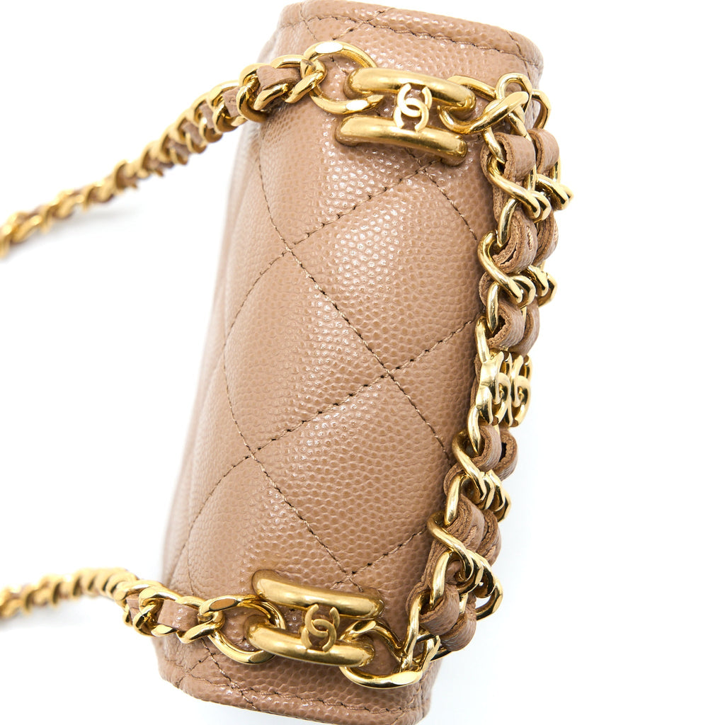 CHANEL MINI FLAP BAG CAVIAR BEIGE GHW (MICROCHIP)