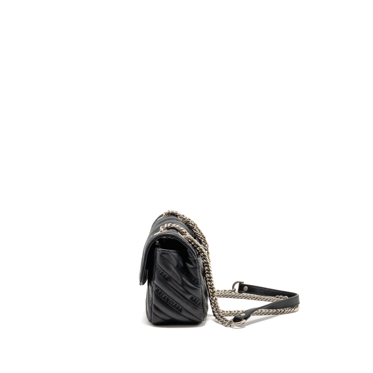 Balenciaga BB M Chain Shoulder Bag Logo matelasse calfskin Black SHW