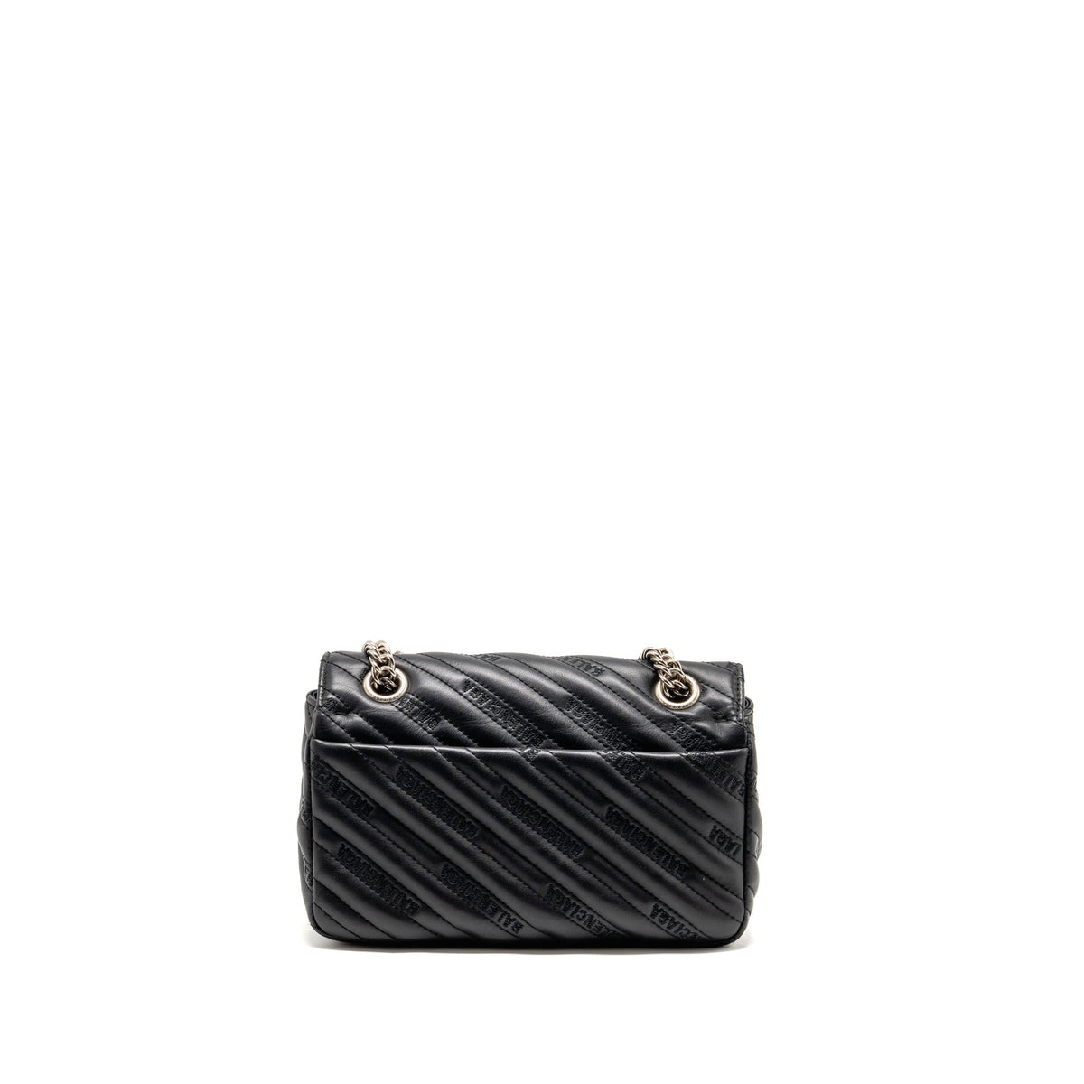 Balenciaga BB M Chain Shoulder Bag Logo matelasse calfskin Black SHW