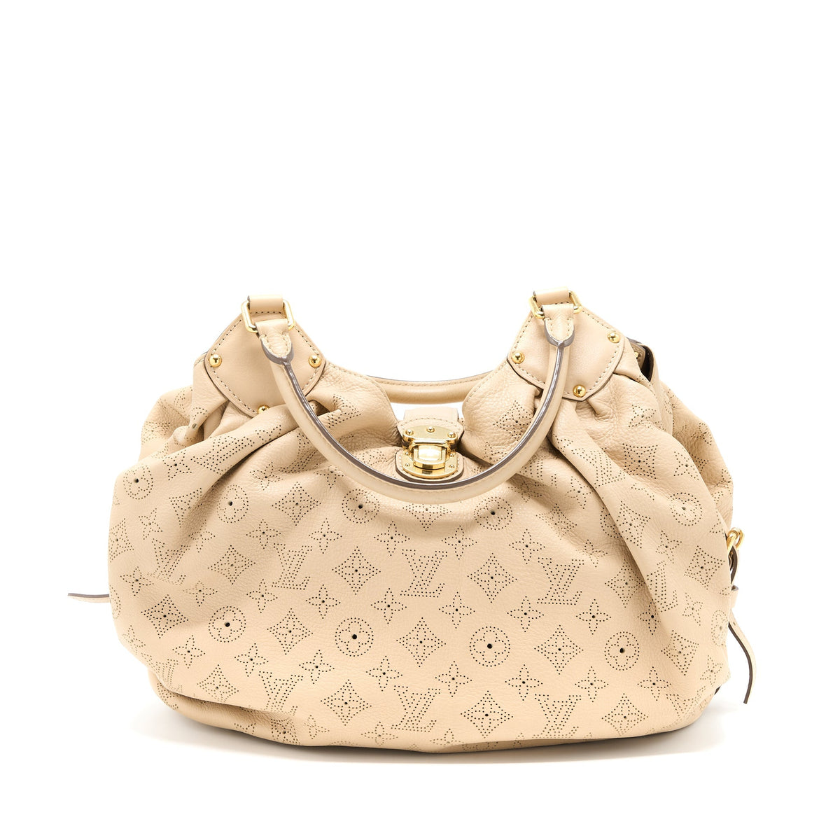 LOUIS VUITTON MAHINA HINA SHOULDER BAG BEIGE GHW