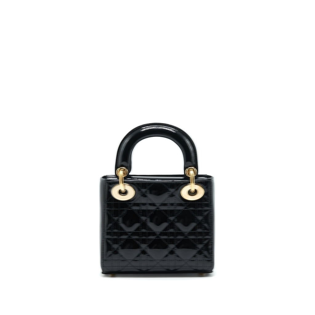 DIOR MINI LADY DIOR PATENT LEATHER BLACK GHW