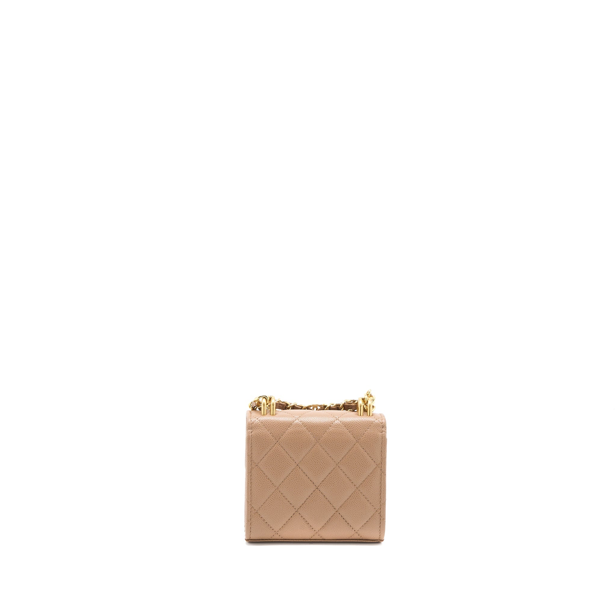 CHANEL MINI FLAP BAG CAVIAR BEIGE GHW (MICROCHIP)