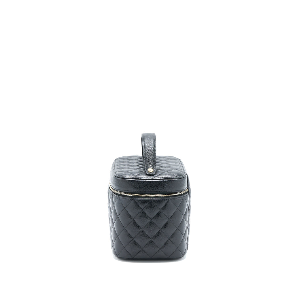 CHANEL TOP HANDLE VANITY CASE CAVIAR BLACK LGHW