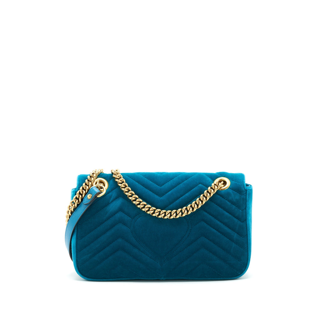 GUCCI MINI MARMONT FLAP BAG VELVET GREEN