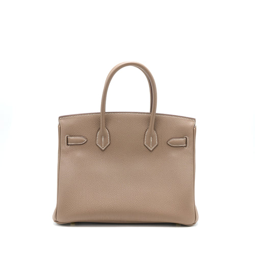HERMES BIRKIN 30 SPECIAL ORDER TOGO ETOUPE/ ROSE AZALEE BRUSH GOLD HARDWARE