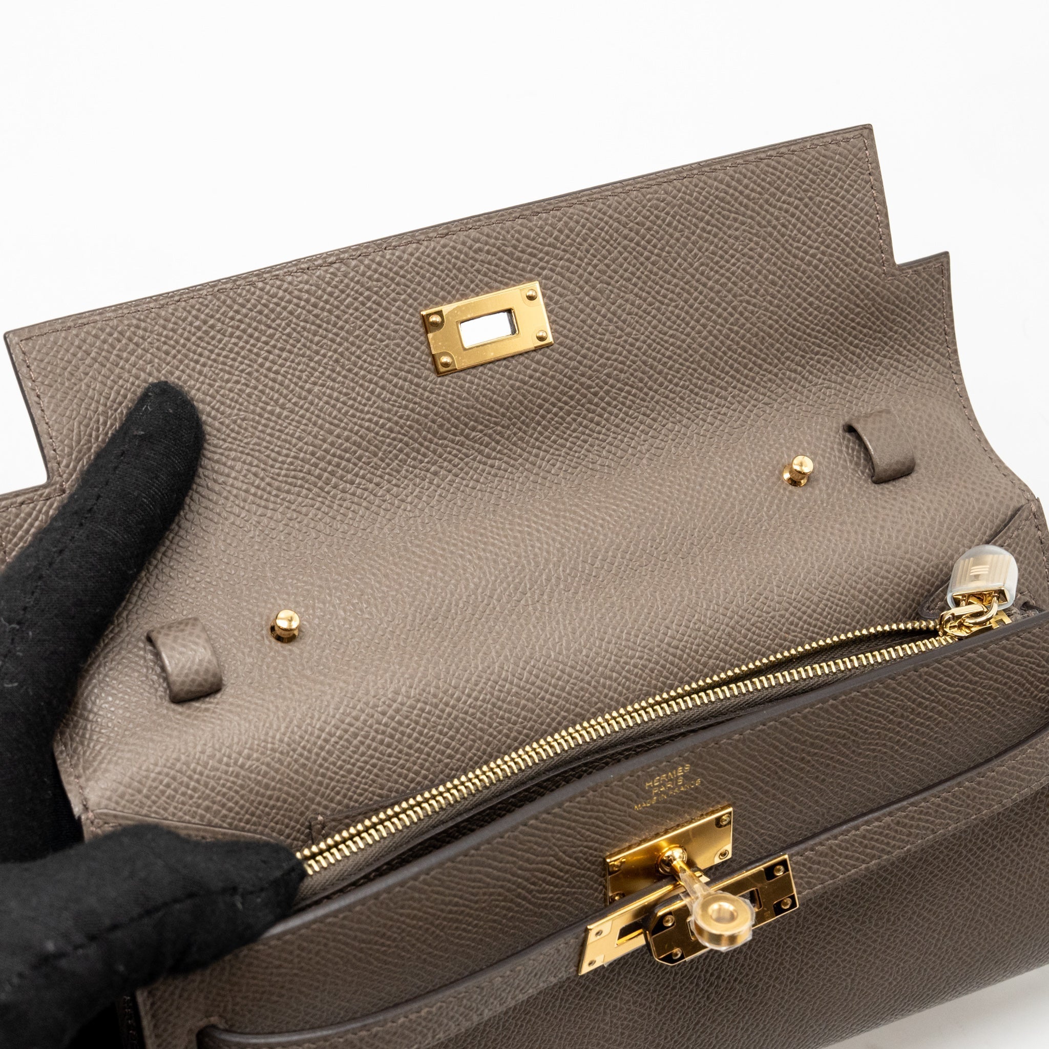 HERMES KELLY TO GO EPSOM GRIS ETAIN GHW