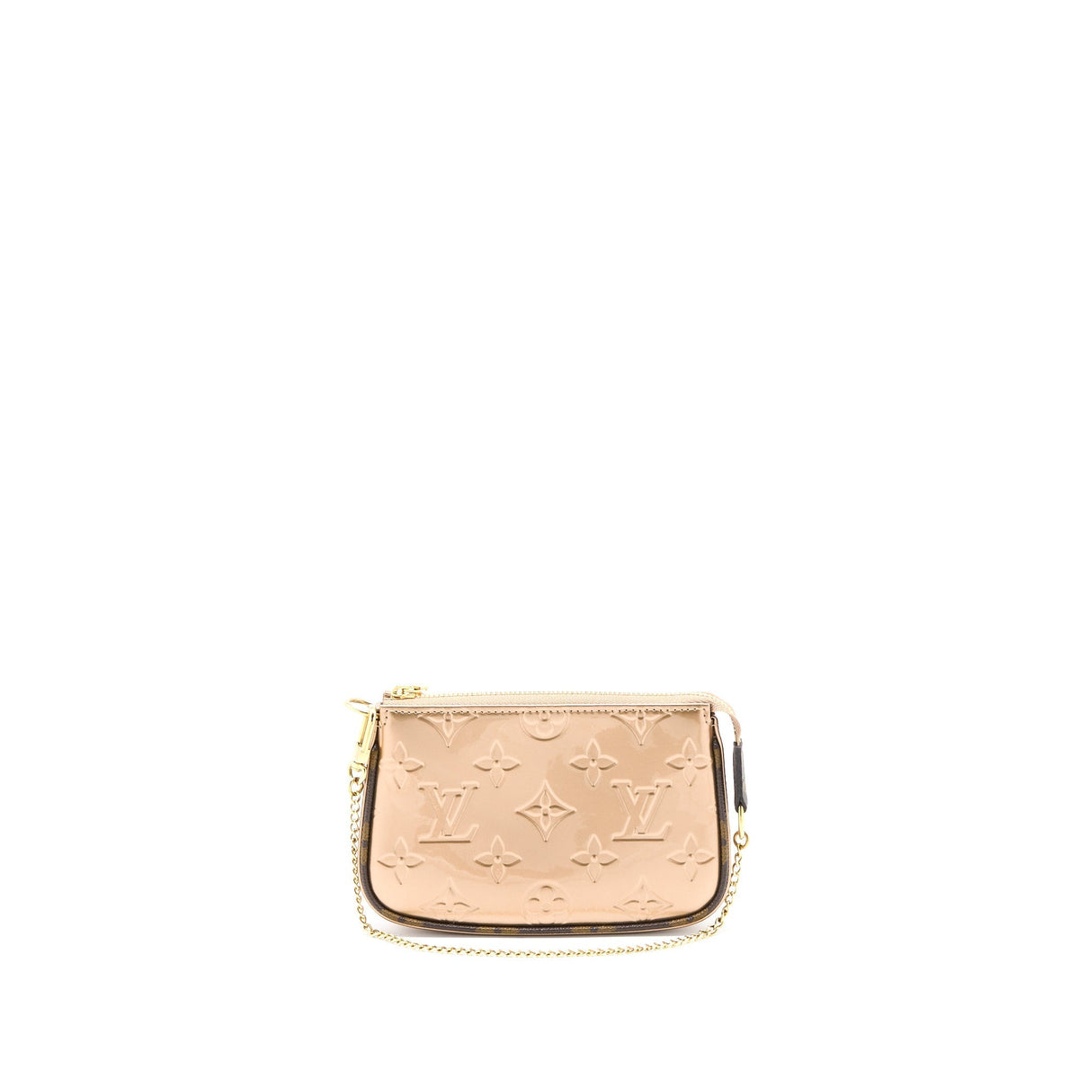 LOUIS VUITTON MINI POCHETTE ACCESSORIES PATENT BRONZE GHW (NEW VERSION)