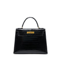HERMES VINTAGE KELLY 28 ALLIGATOR BLACK GHW