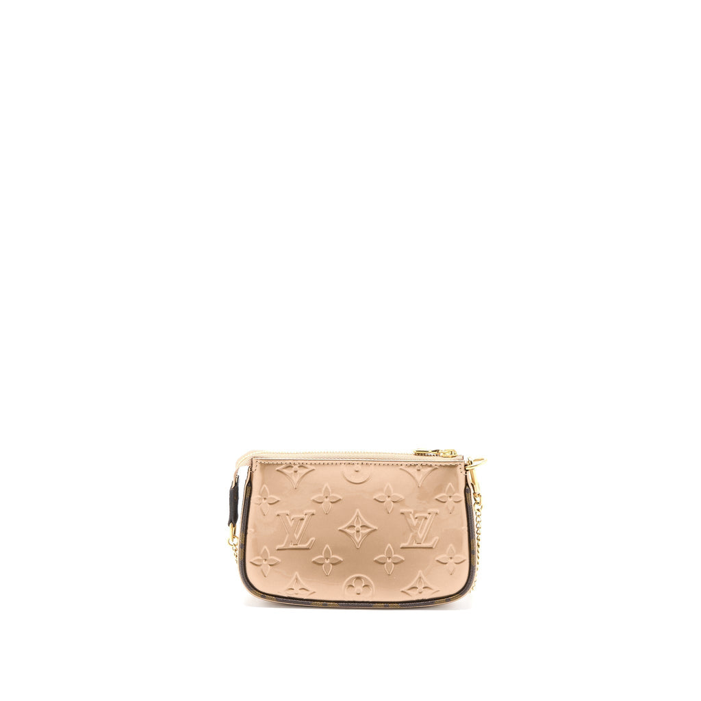 LOUIS VUITTON MINI POCHETTE ACCESSORIES PATENT BRONZE GHW (NEW VERSION)