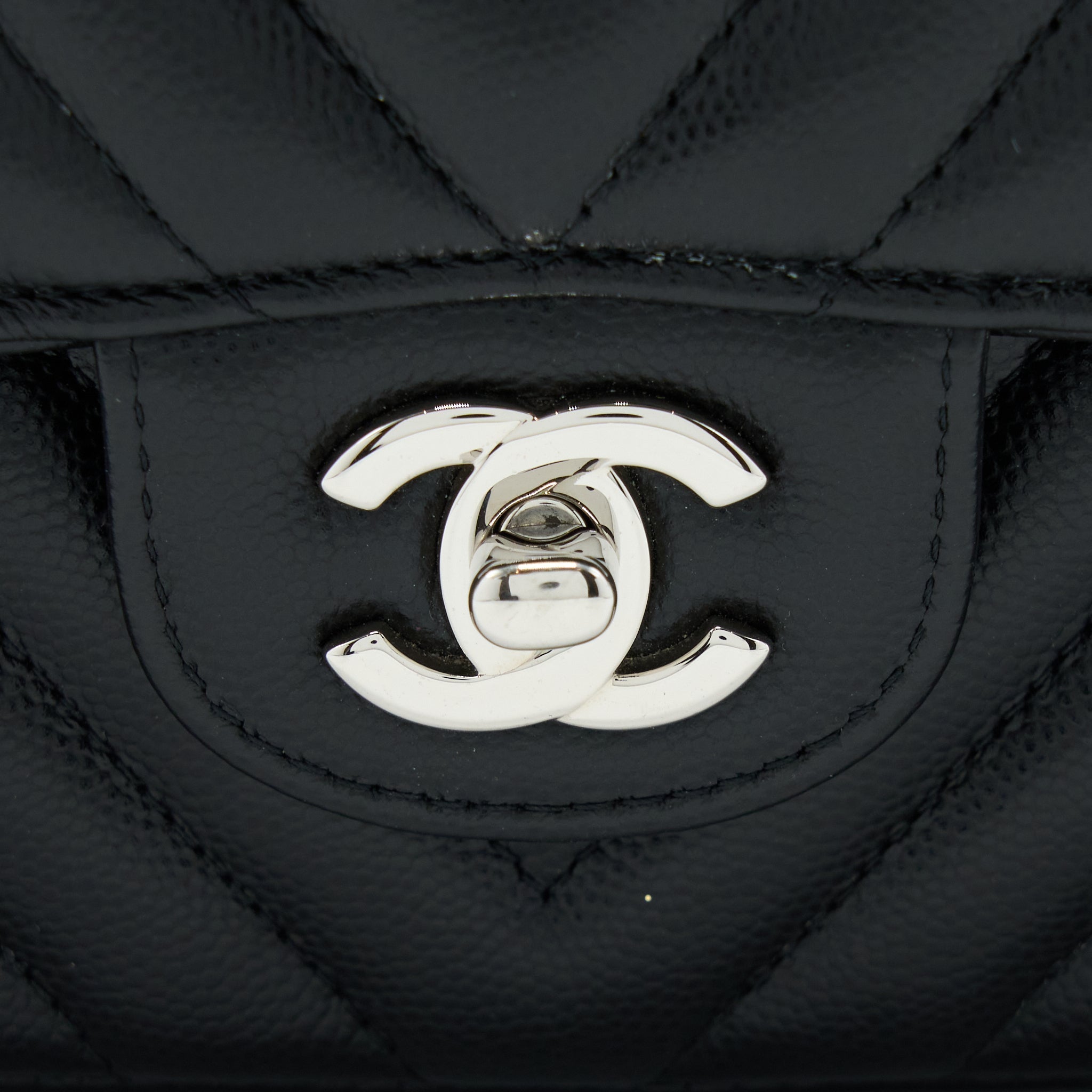 CHANEL MEDIUM CLASSIC DOUBLE FLAP BAG CHEVRON CAVIAR BLACK SHW