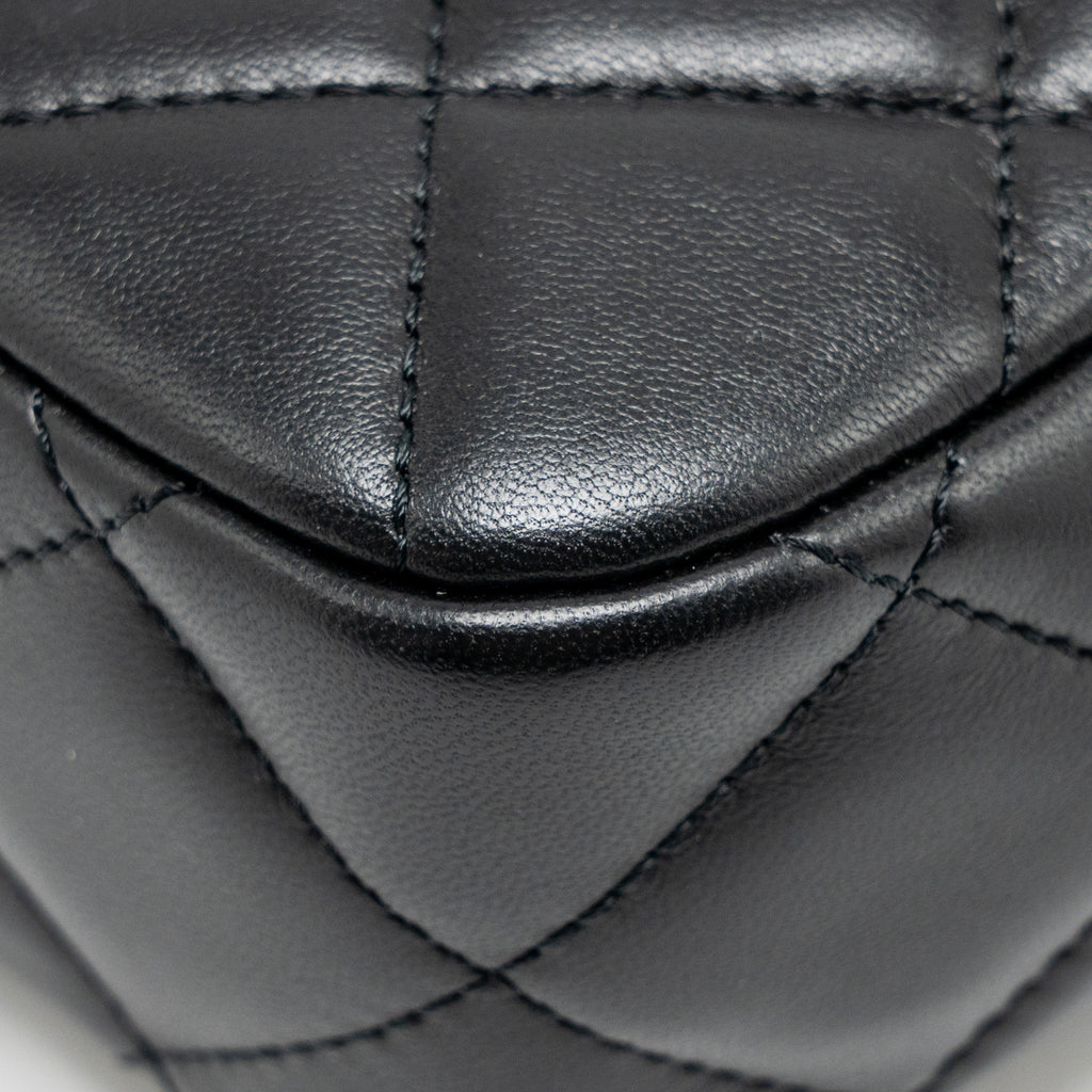 CHANEL 22C MY PERFECT MINI CAMERA CASE WITH CHAIN LAMBSKIN BLACK GHW (MICROCHIP)