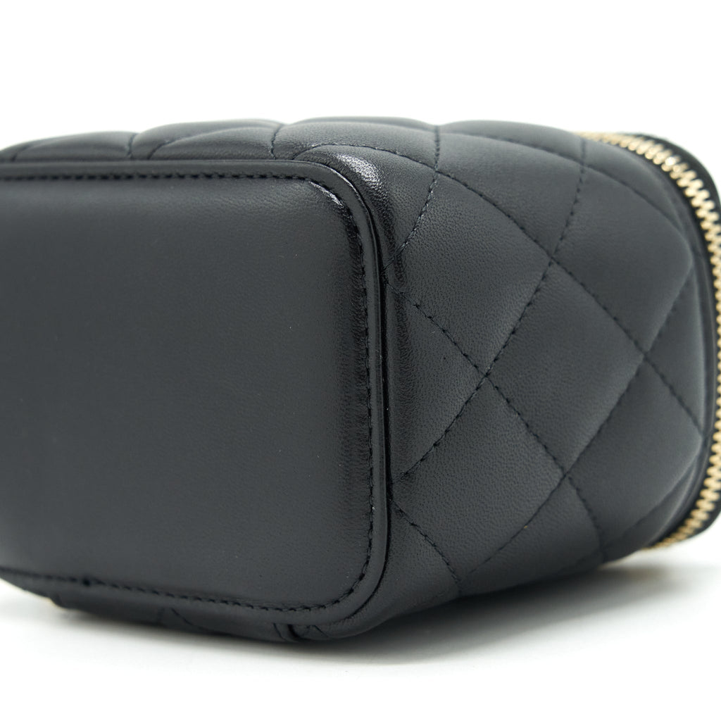 CHANEL PEARL CRUSH MINI VANITY CASE LAMBSKIN BLACK GHW