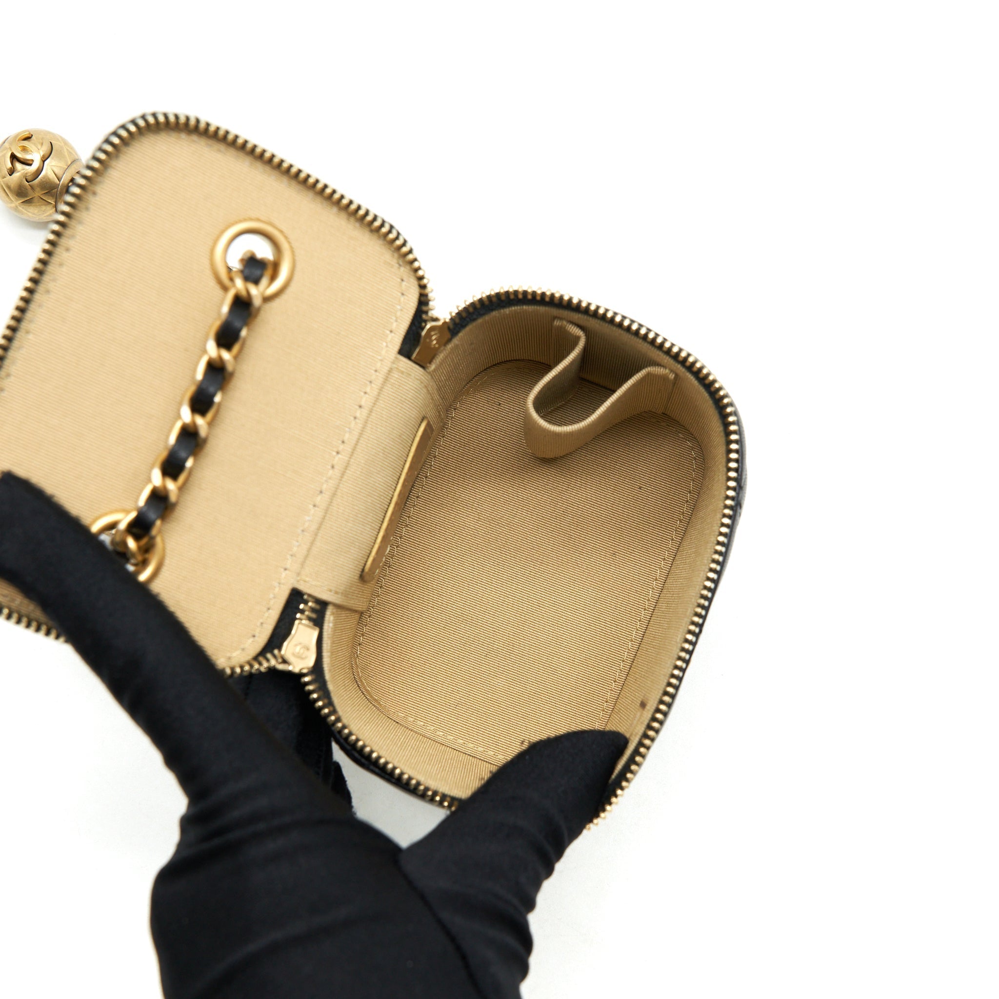 CHANEL PEARL CRUSH MINI VANITY CASE LAMBSKIN BLACK GHW
