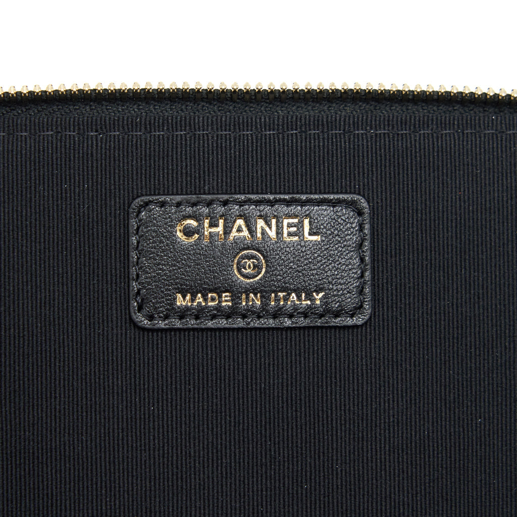 CHANEL TOP HANDLE LONG VANITY WITH CHAIN LAMBSKIN BLACK LGHW
