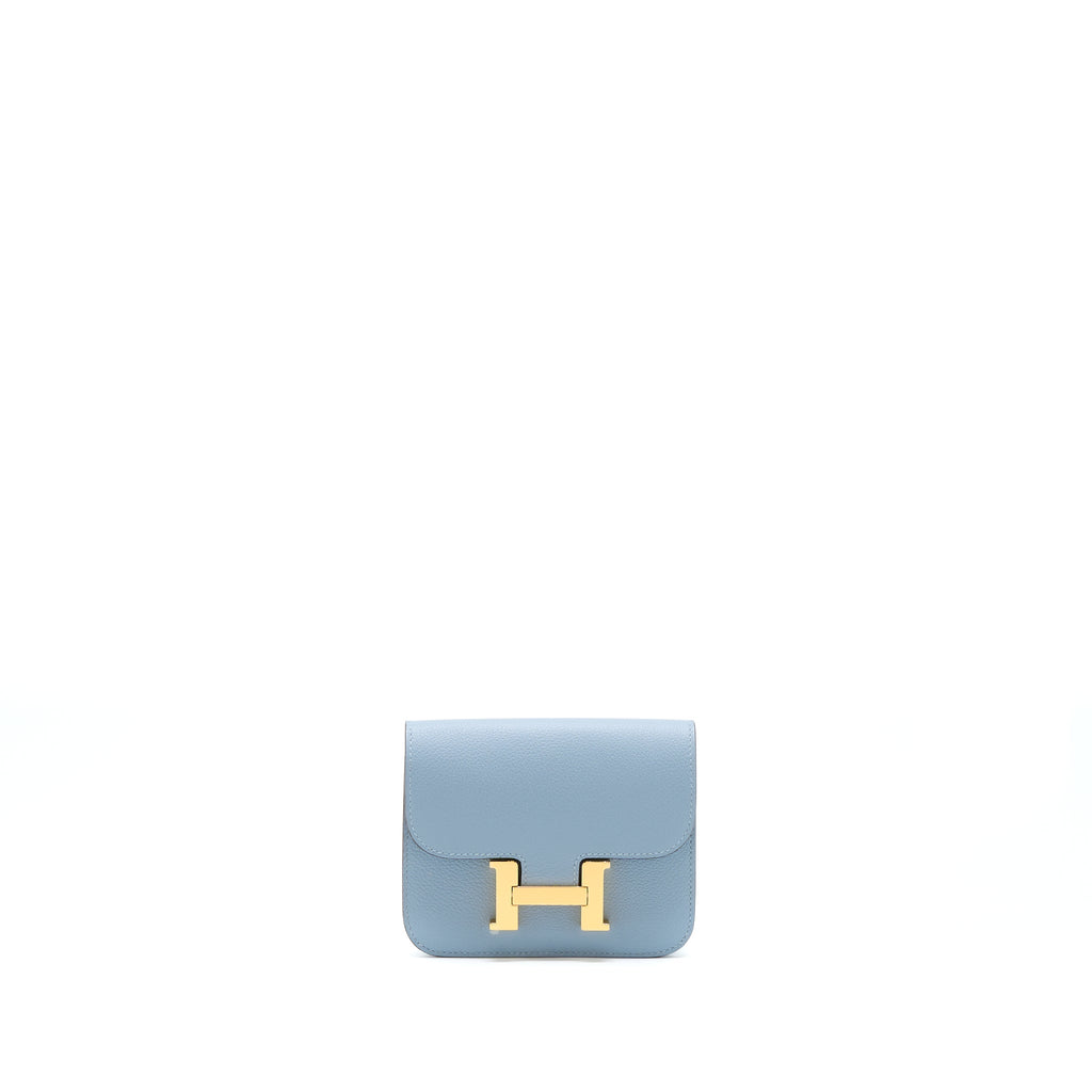 Hermes Constance Slim Evercolor J7 Bleu Lin GHW