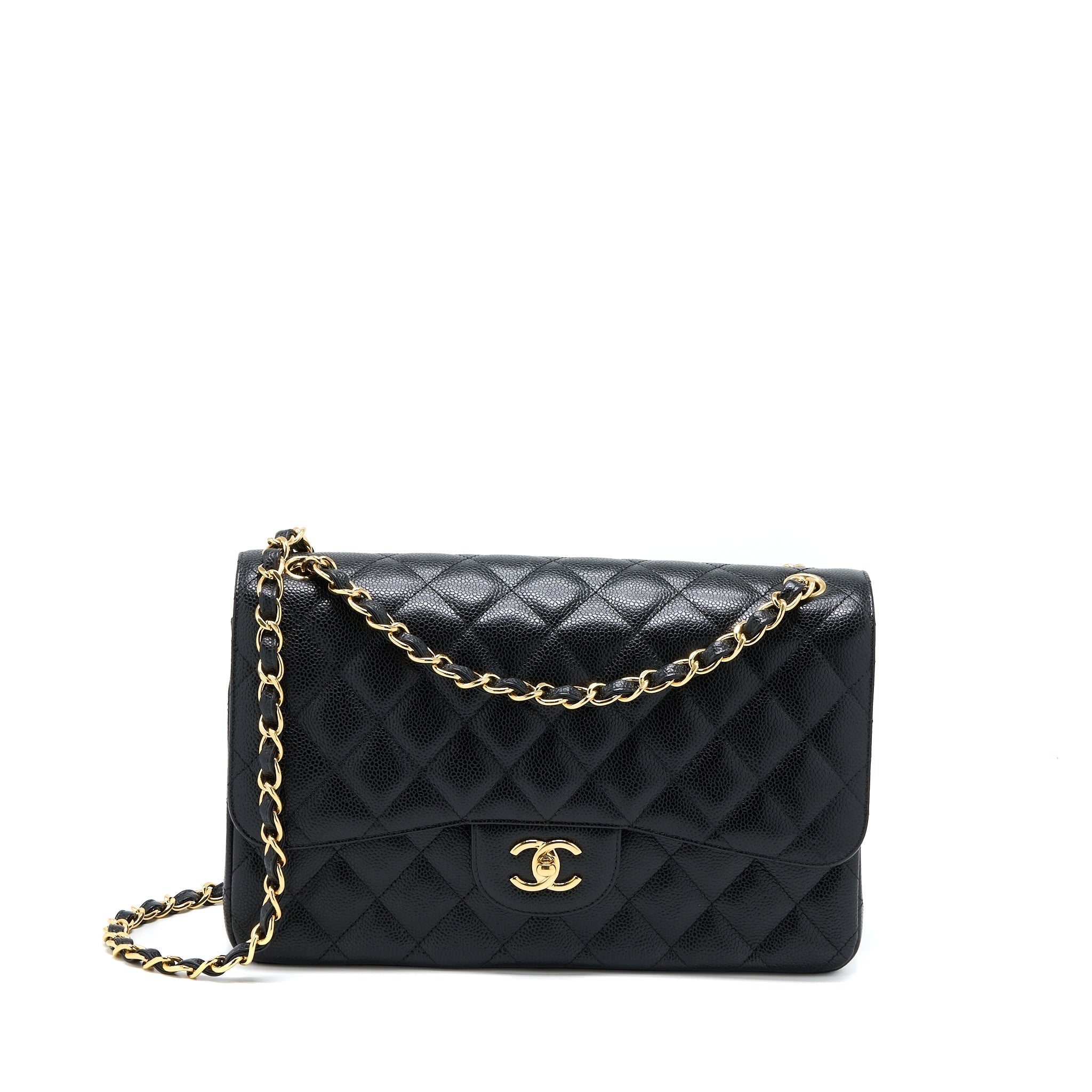 CHANEL JUMBO CLASSIC DOUBLE FLAP BAG CAVIAR BLACK GHW