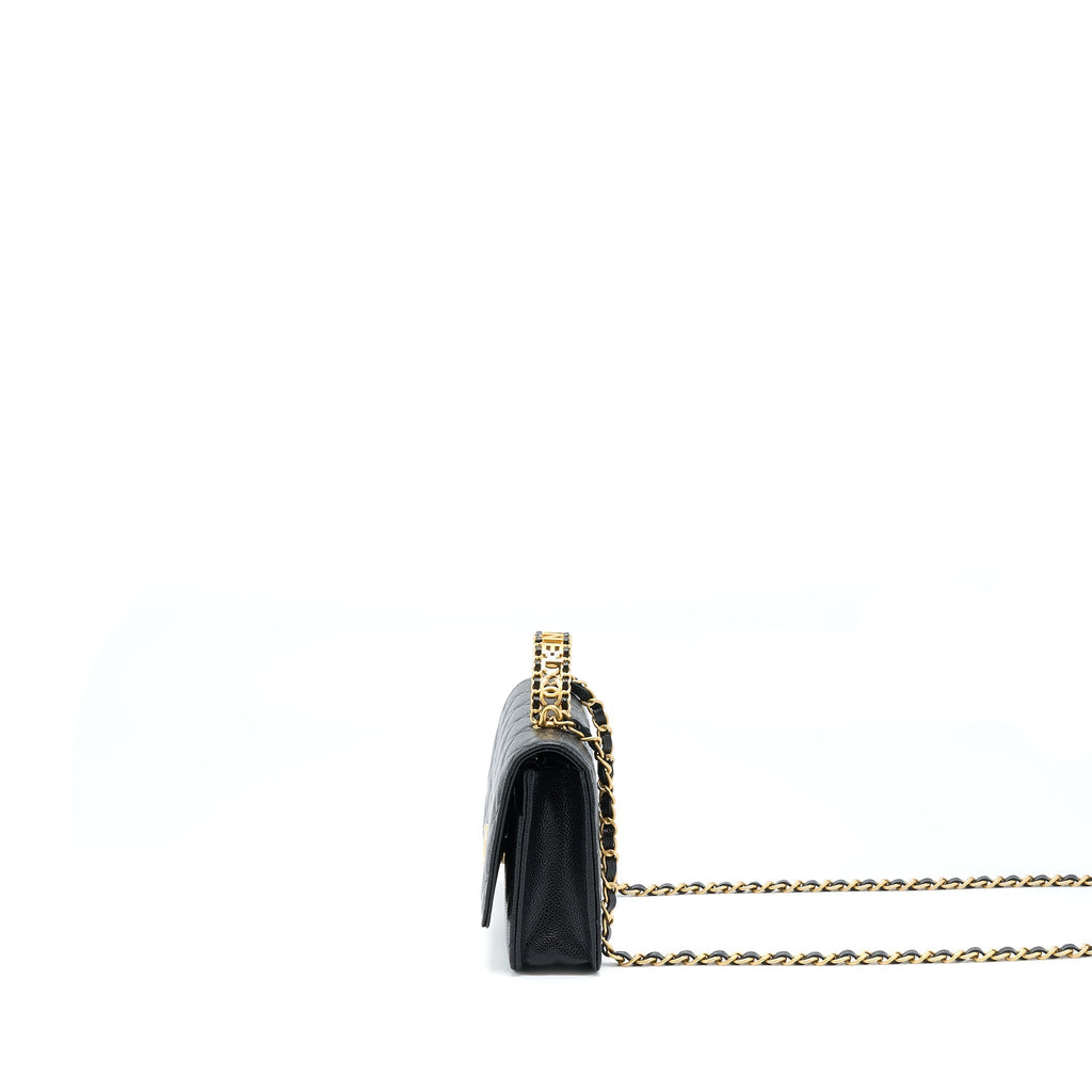 CHANEL TOP HANDLE WALLET ON CHAIN CAVIAR BLACK GHW (MICROCHIP)