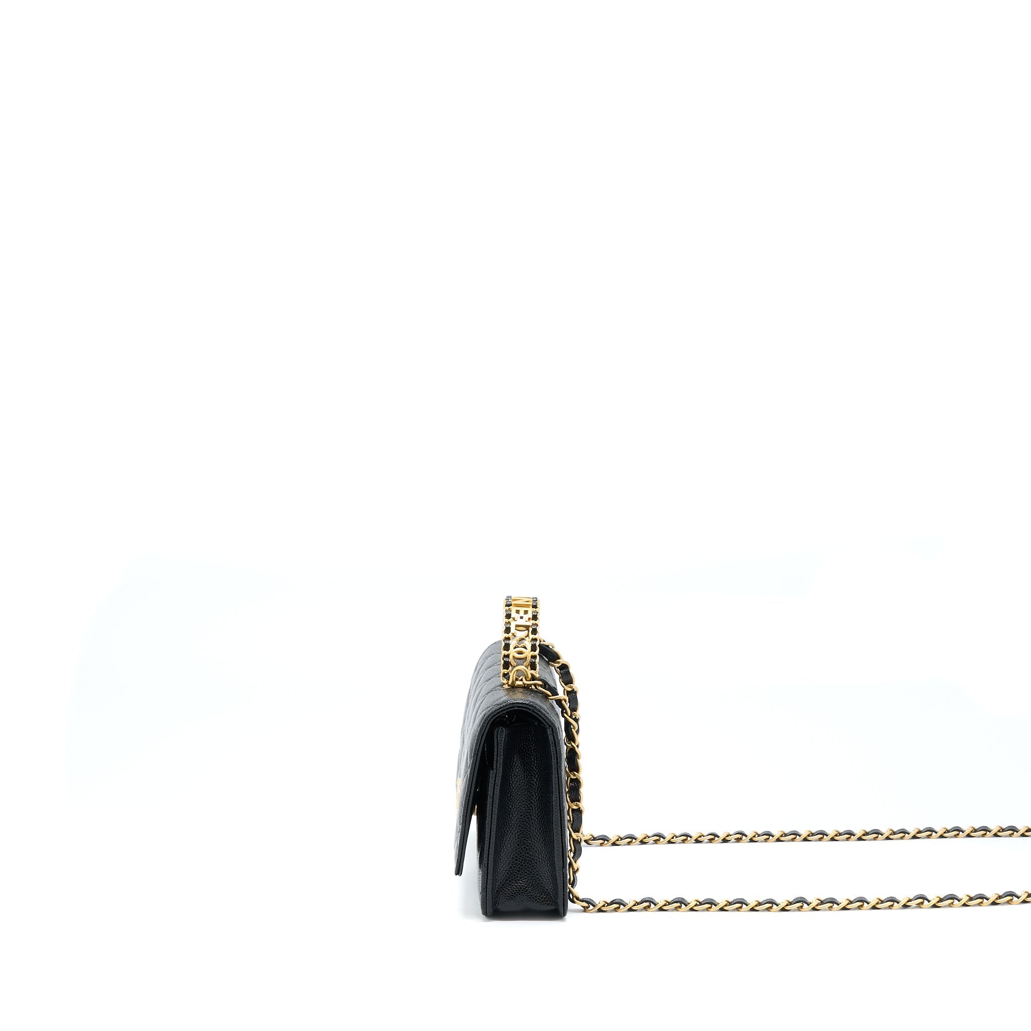 CHANEL TOP HANDLE WALLET ON CHAIN CAVIAR BLACK GHW (MICROCHIP)