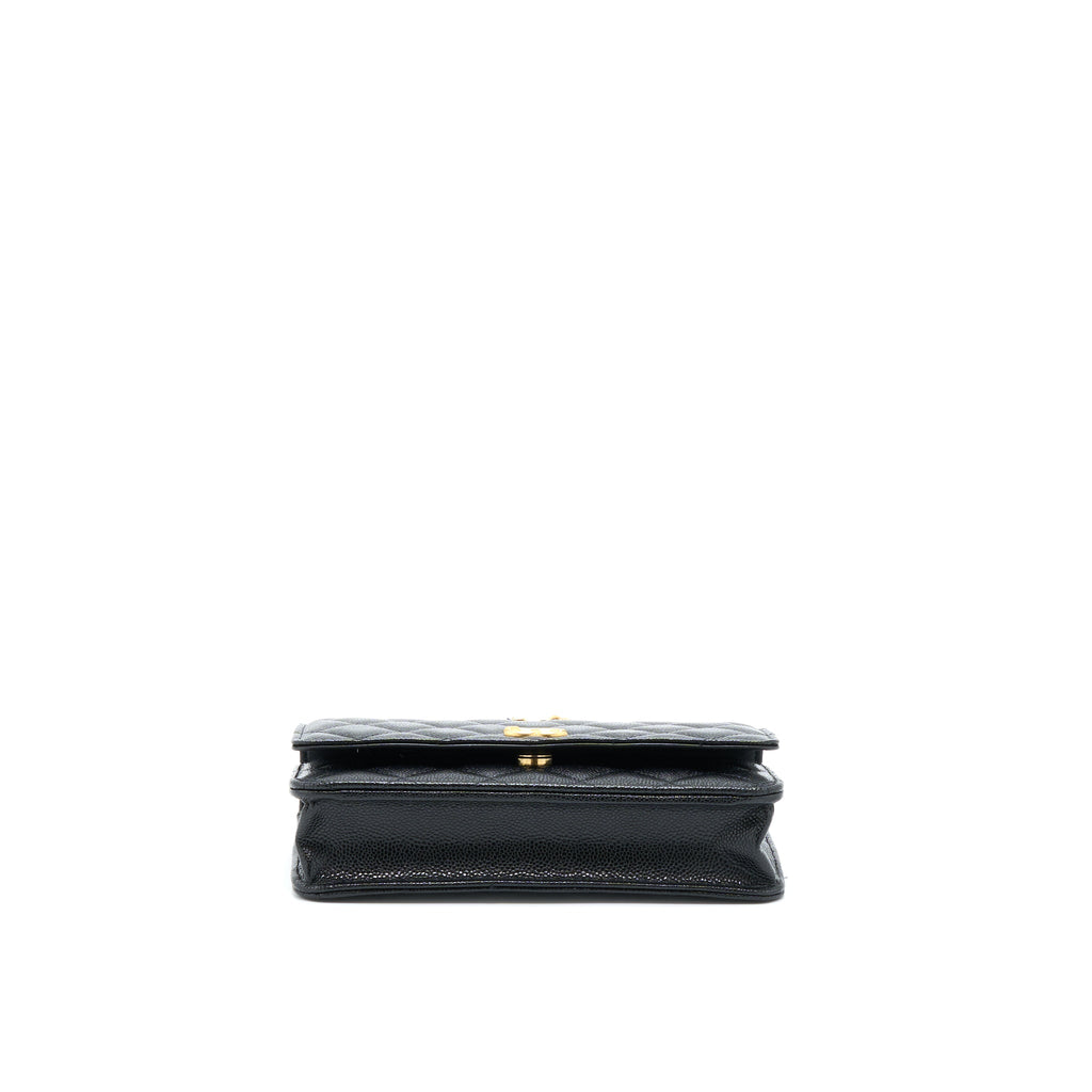 CHANEL TOP HANDLE WALLET ON CHAIN CAVIAR BLACK GHW (MICROCHIP)