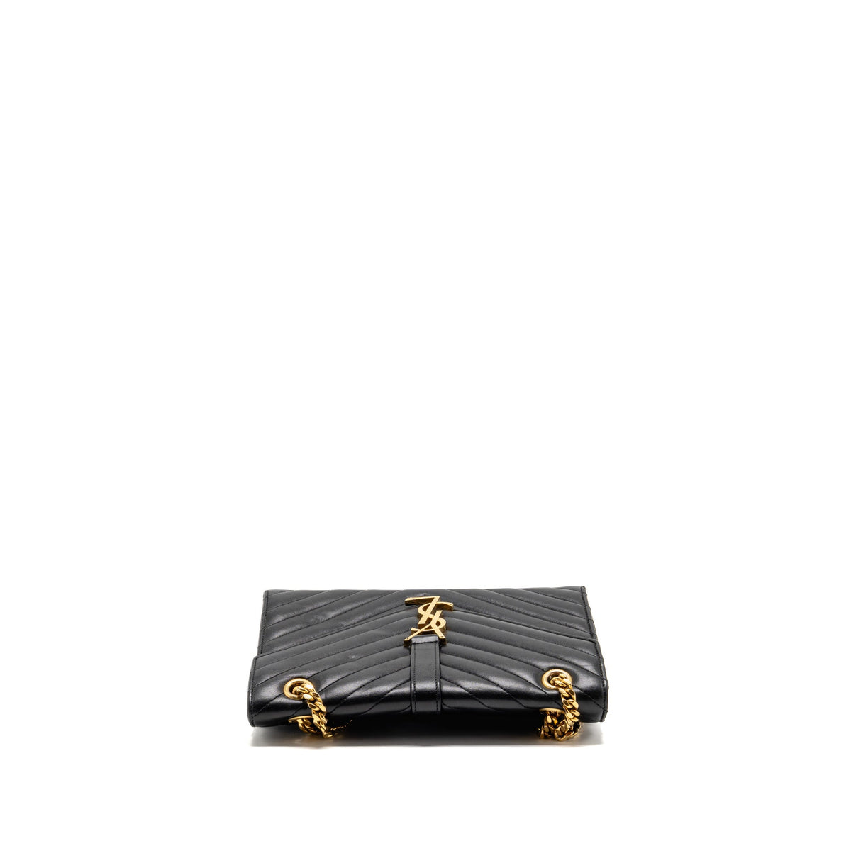 Saint Laurent/YSL Envelope Shoulder Bag with Chain Quilted Lambskin Black GHW