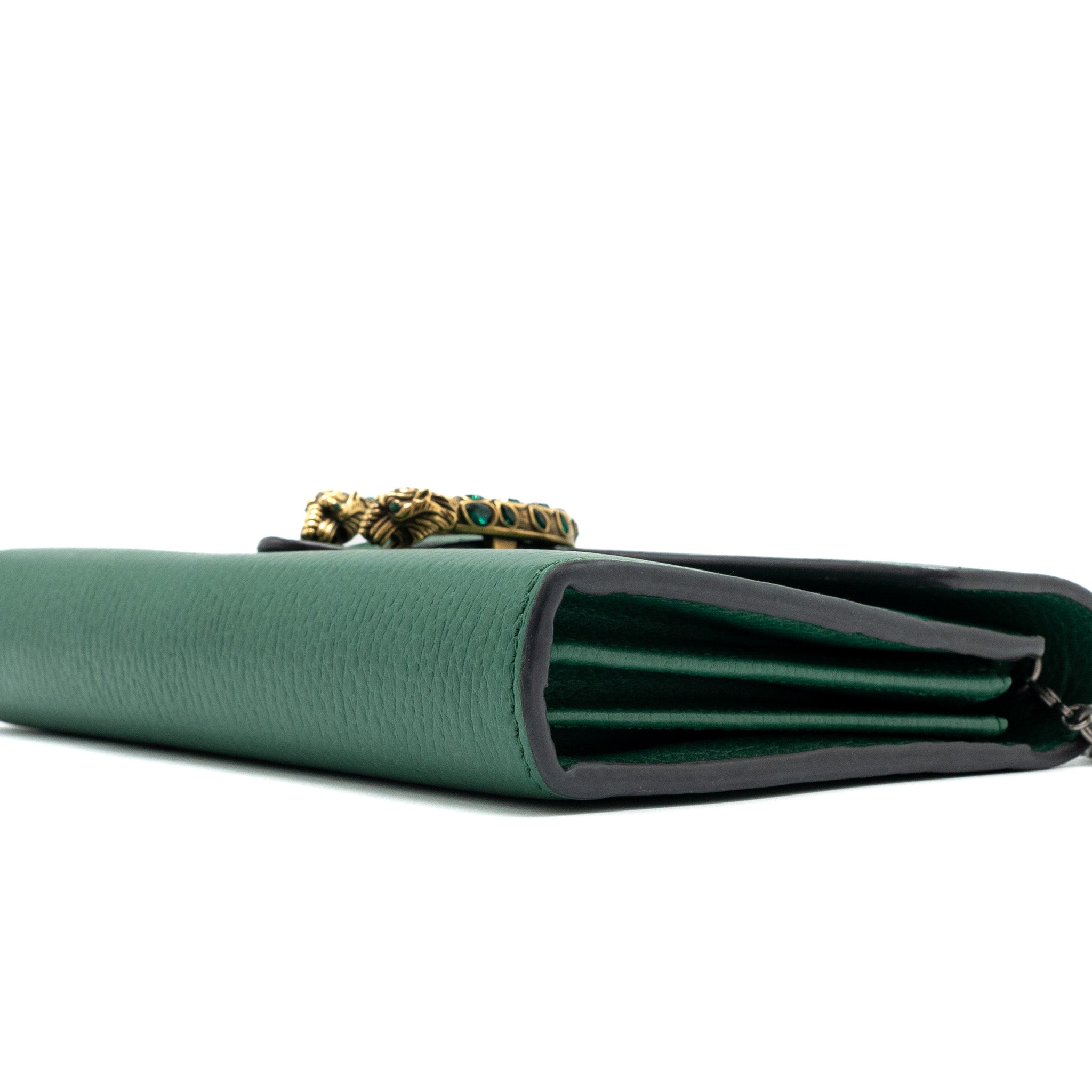 GUCCI DIONYSUS WALLET ON CHAIN CALFSKIN GREEN MULTICOLOUR HARDWARE