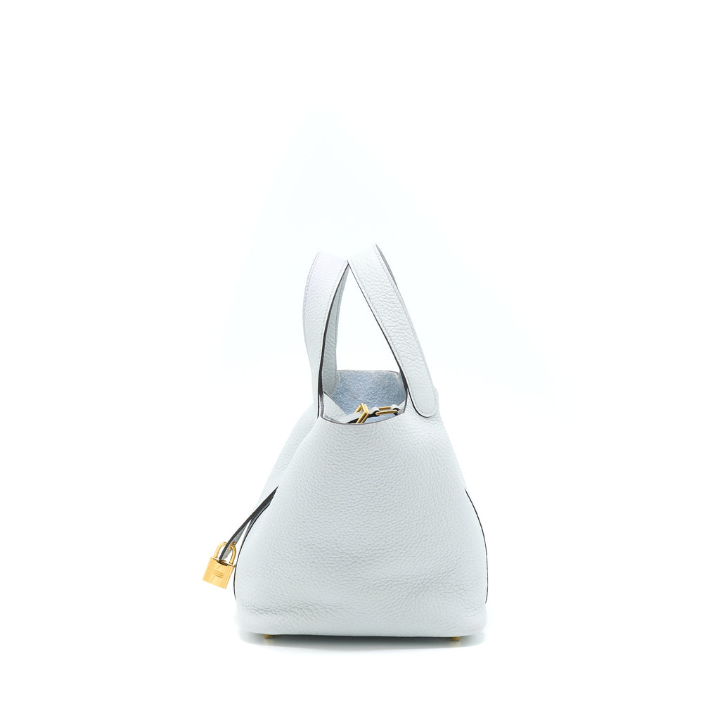 Hermes Picotin 18 Lock Bag Clemence Bleu Pale GHW