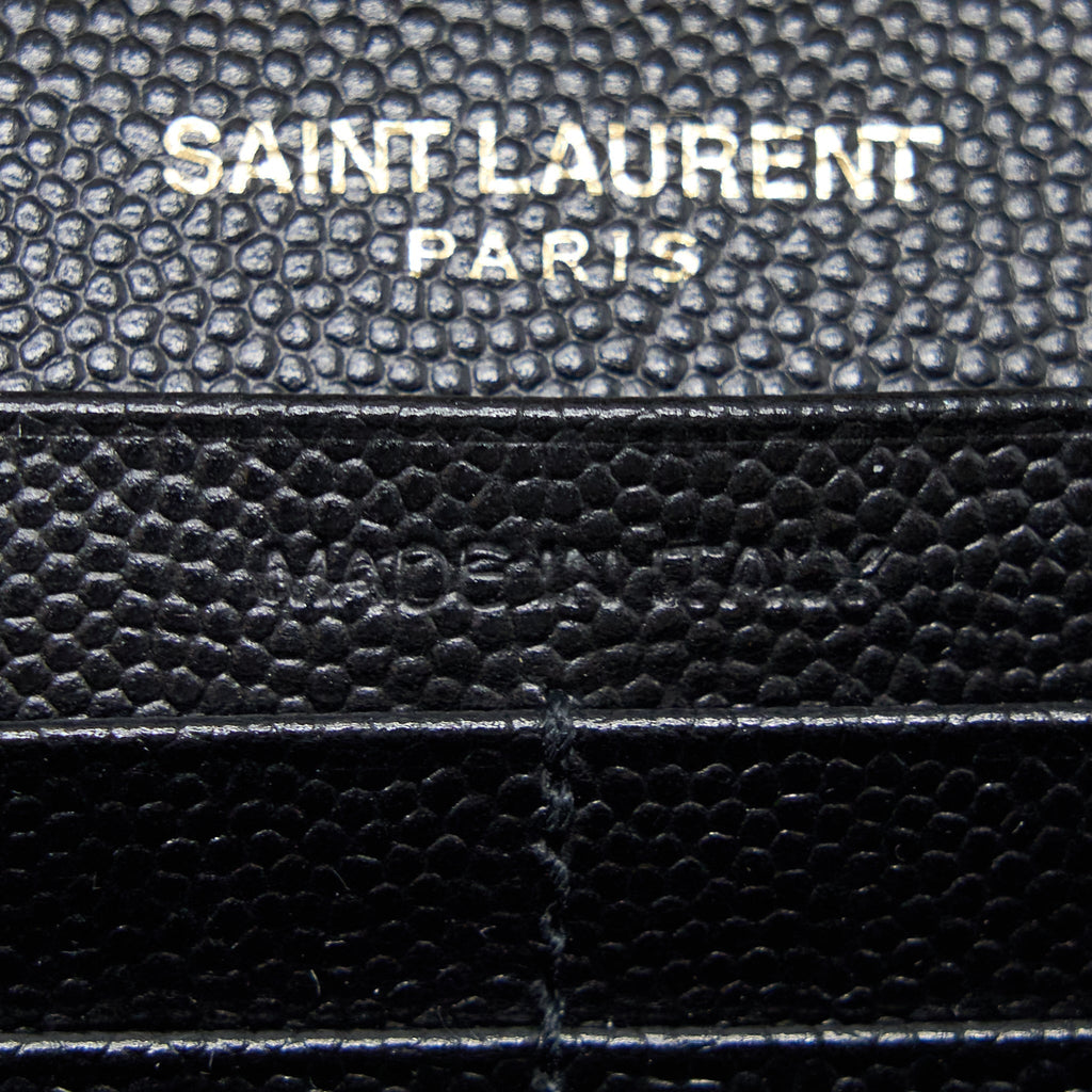 SAINT LAURENT WALLET ON CHAIN GRAINED CALFSKIN BLACK GHW