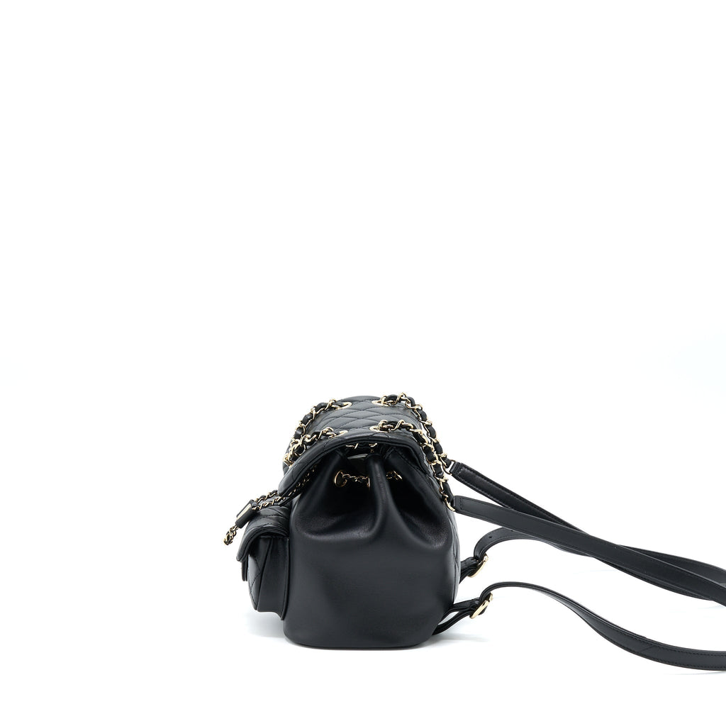 CHANEL DUMA MINI BACKPACK LAMBSKIN BLACK LGHW (MICROCHIP)