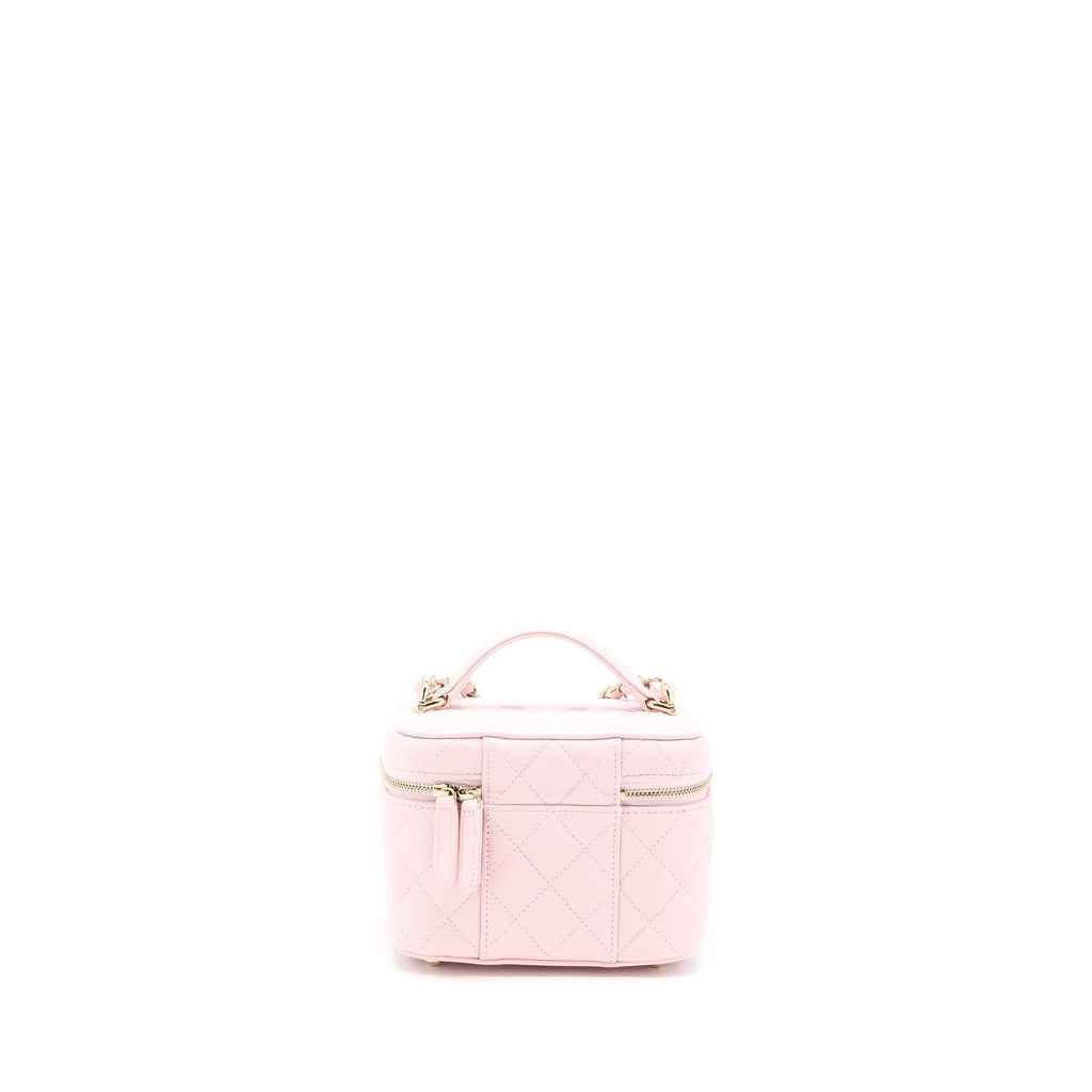 CHANEL 22S TOP HANDLE VANITY BAG CAVIAR LIGHT PINK LGHW (MICROCHIP)