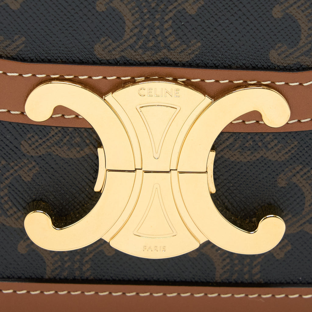 CELINE TEEN TRIOMPHE BAG IN TRIOMPHE CANVAS AND CALFSKIN GHW