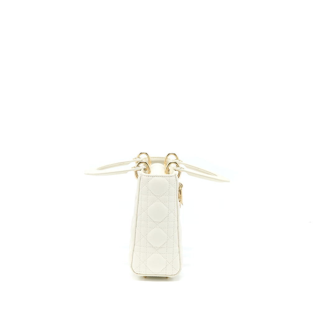 DIOR SMALL LADY DIOR LAMBSKIN WHITE LGHW