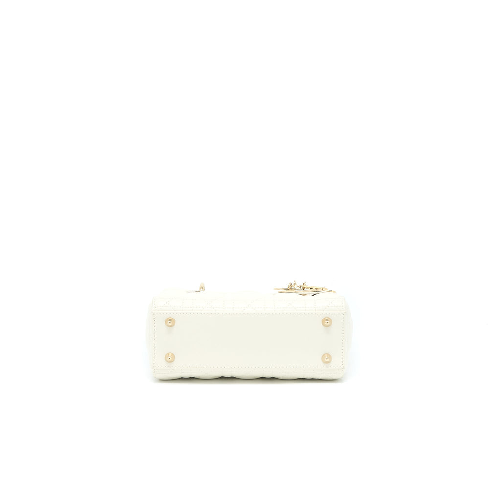 DIOR SMALL LADY DIOR LAMBSKIN WHITE LGHW