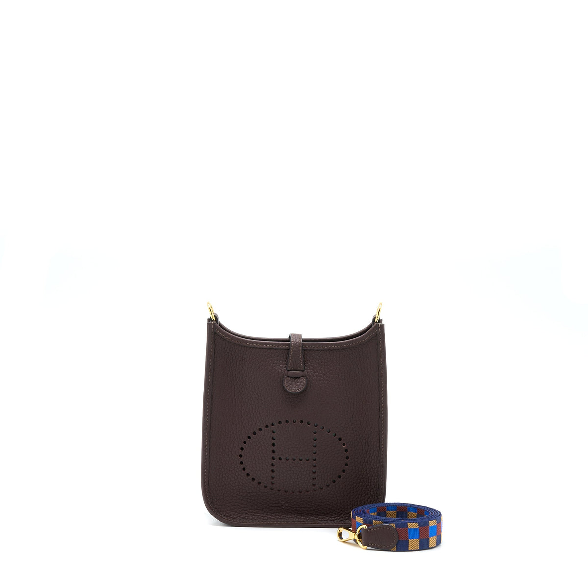 Hermes Mini Evelyne Clemence Rough H GHW With Multicolour Strap