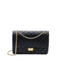 CHANEL 2.55 227 REISSUE FLAP BAG AGED CALFSKIN BLACK GHW