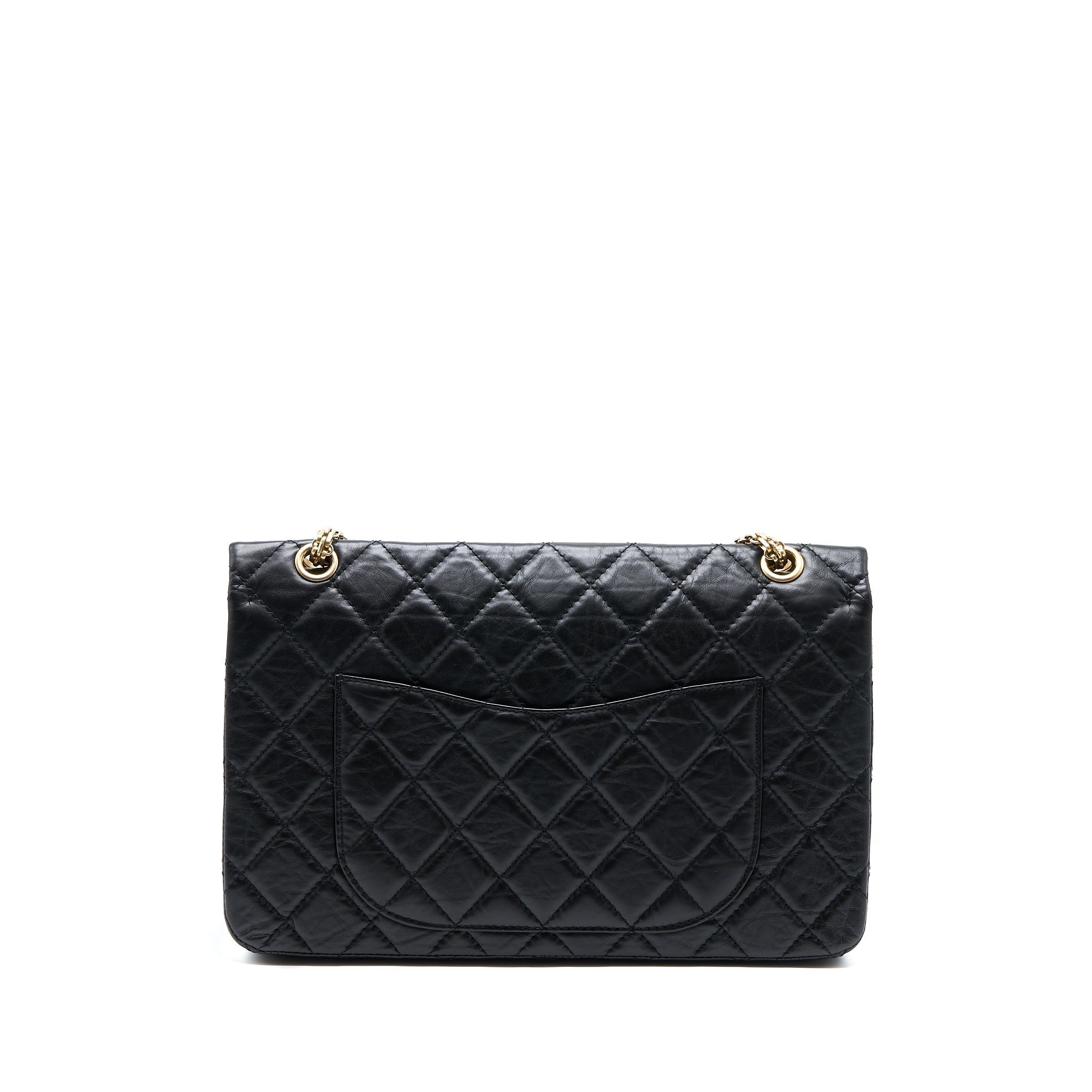 CHANEL 2.55 227 REISSUE FLAP BAG AGED CALFSKIN BLACK GHW