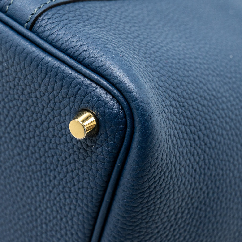 HERMES PICOTIN 18 LOCK BAG CLEMENCE BLEU DE PRUSSE GHW