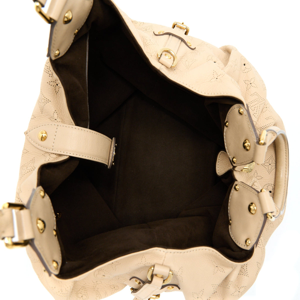 LOUIS VUITTON MAHINA HINA SHOULDER BAG BEIGE GHW