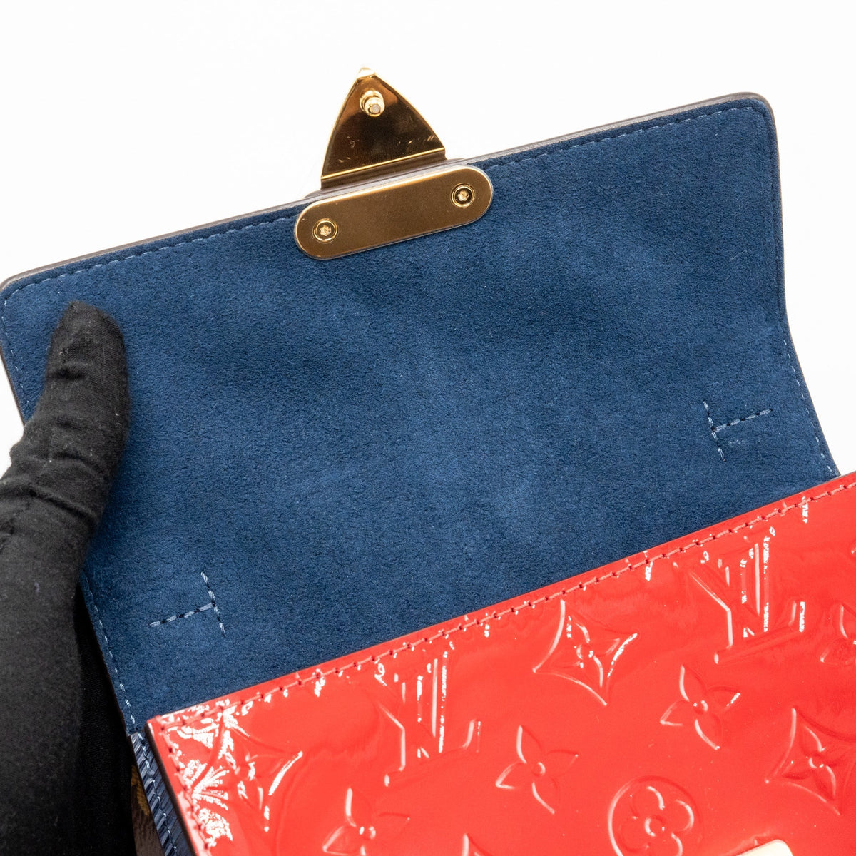 LOUIS VUITTON SPRING STREET BAG PATENT/EPI/MONOGRAM CANVAS RED/DARK BLUE/BROWN GHW