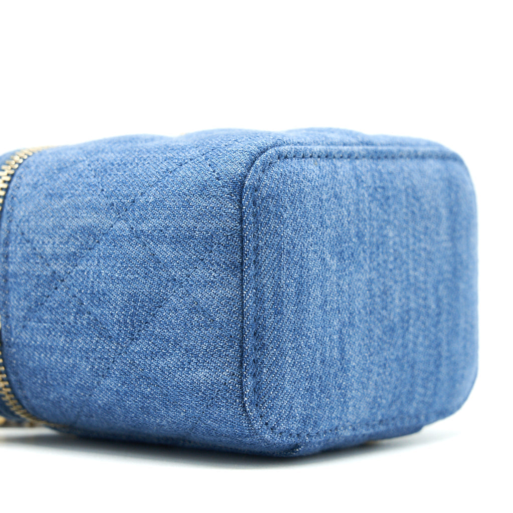 CHANEL 22C PEARL CRUSH DENIM MINI VANITY WITH CHAIN