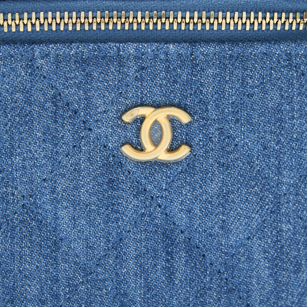 CHANEL 22C PEARL CRUSH MINI VANITY WITH CHAIN DENIM GHW