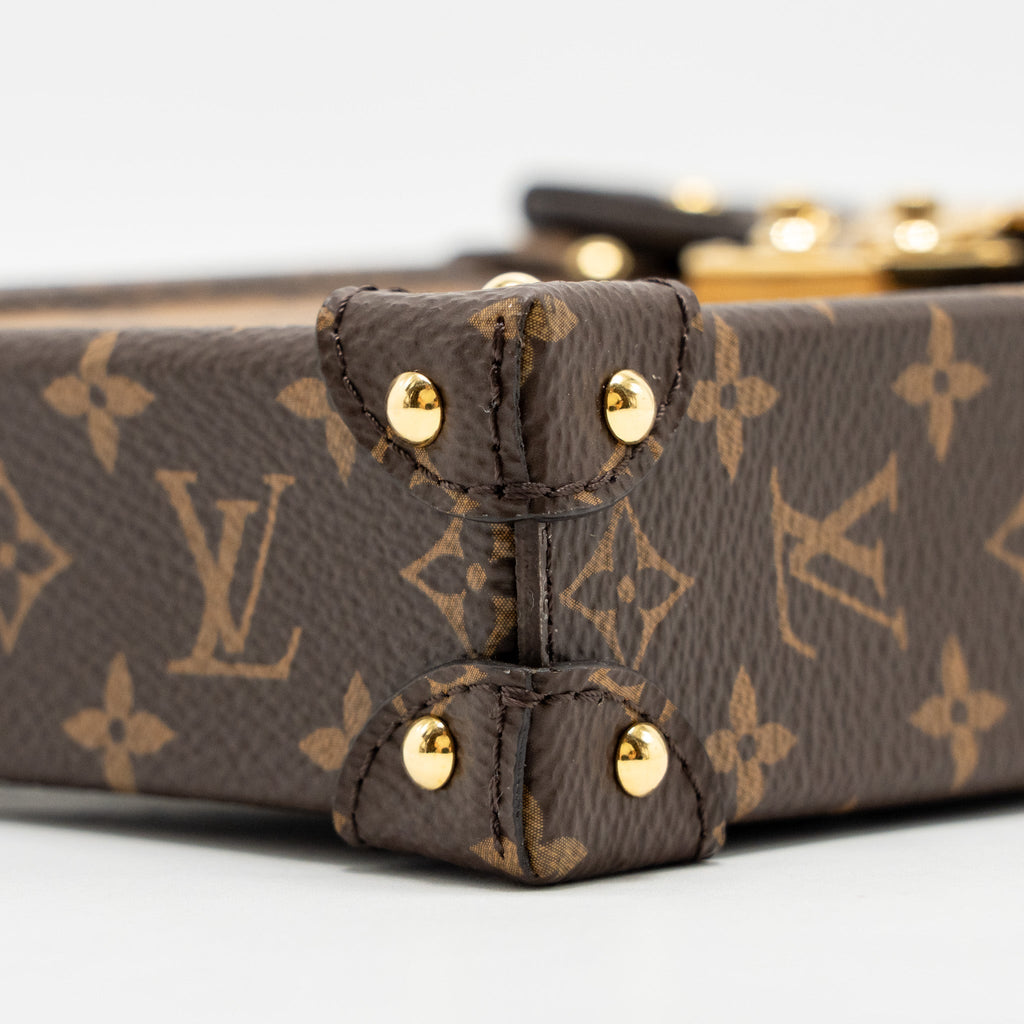 LOUIS VUITTON VERTICAL TRUNK POCHETTE WITH CHAIN MONOGRAM REVERSE CANVAS GHW