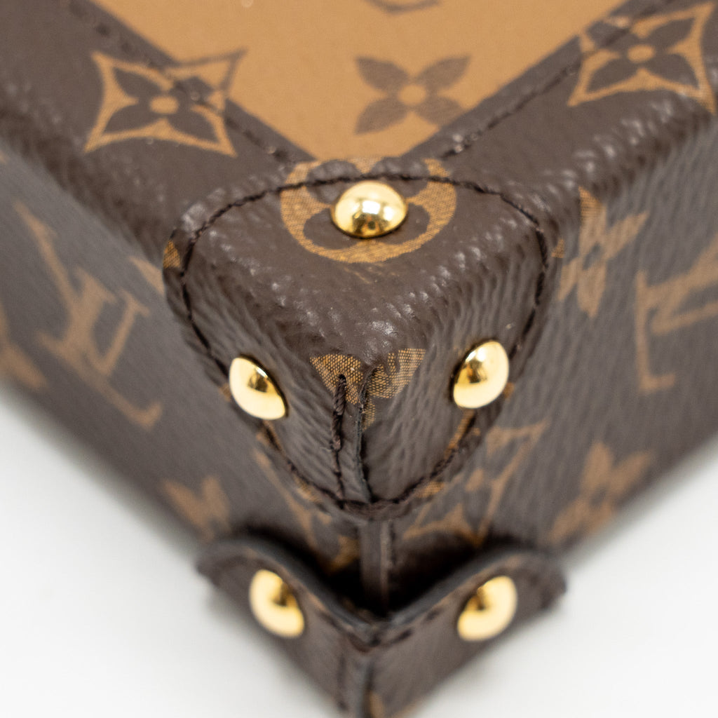 LOUIS VUITTON VERTICAL TRUNK POCHETTE WITH CHAIN MONOGRAM REVERSE CANVAS GHW
