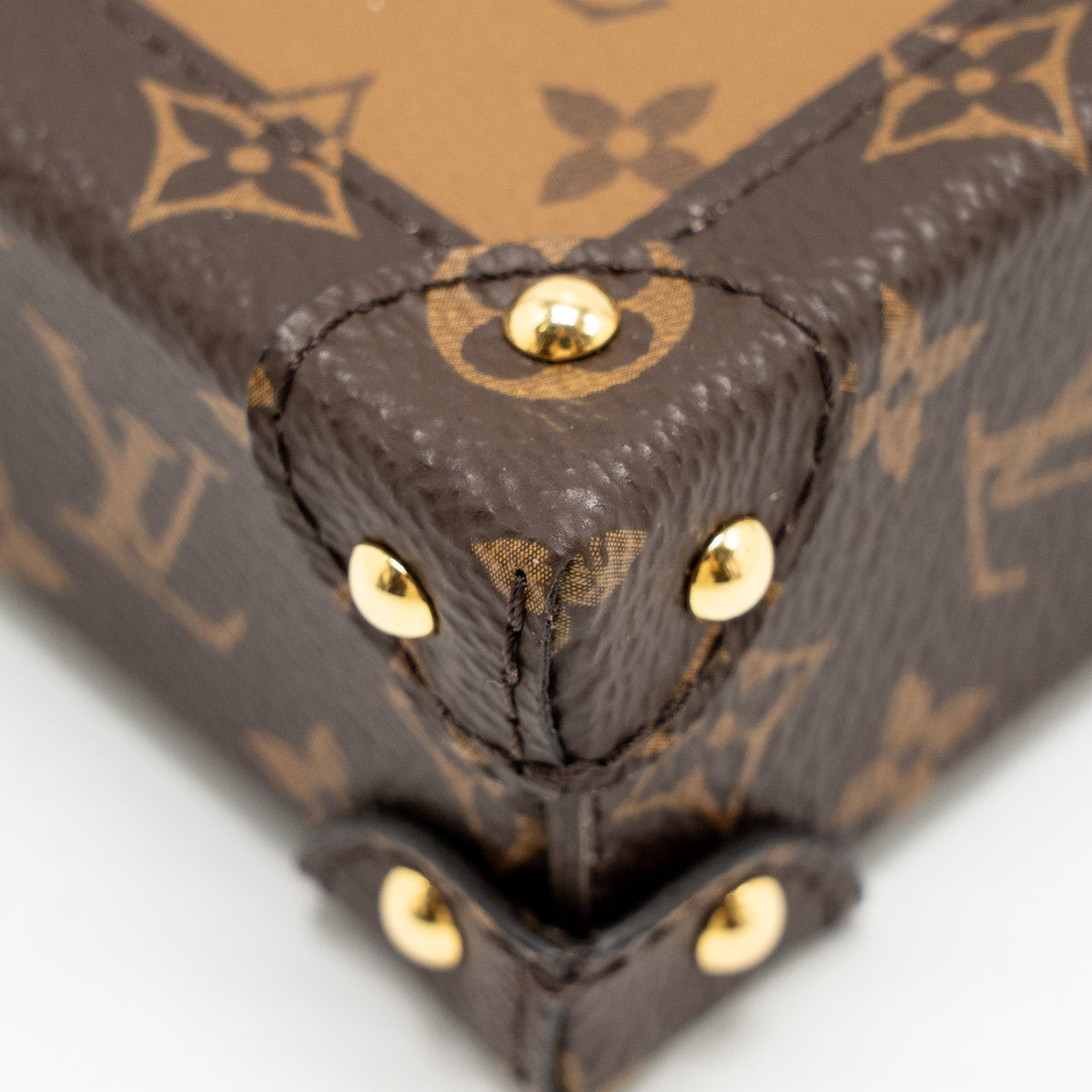 LOUIS VUITTON VERTICAL TRUNK POCHETTE WITH CHAIN MONOGRAM REVERSE CANVAS GHW