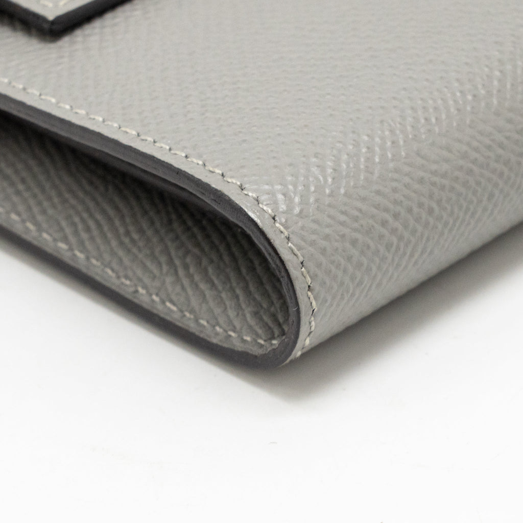 HERMES KELLY CLASSIC LONG WALLET EPSOM GREY SHW